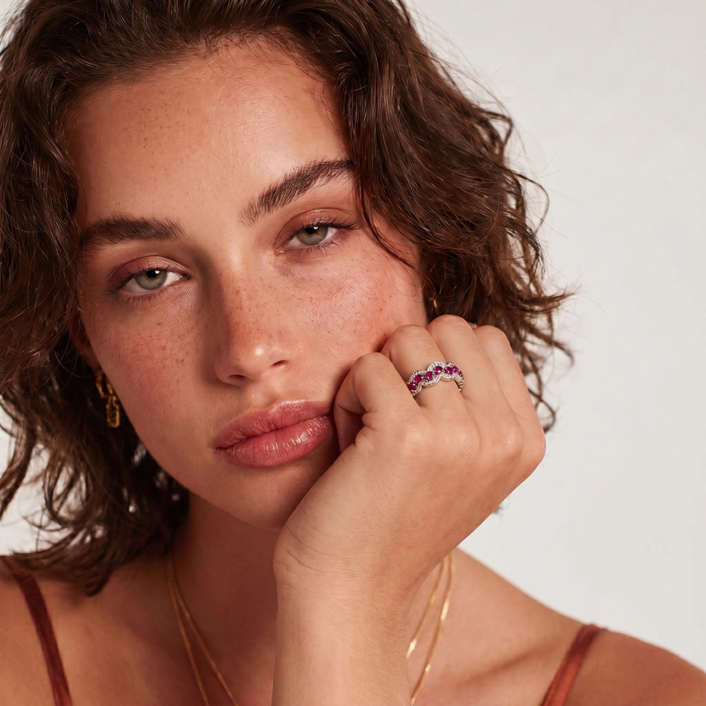 Vintage Rose Garden Ring worn on the hand