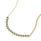 Close-up of the emerald garden necklace with green CZ flower clusters