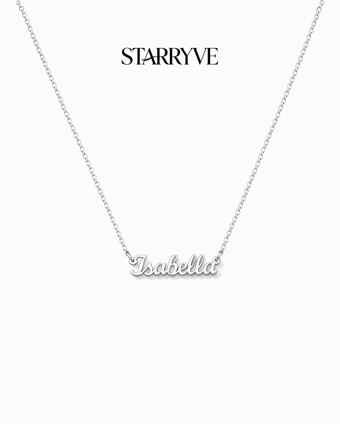 Silver custom name necklace with a personalized cursive name pendant