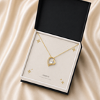 Gold forever love necklace in a black standard gift box