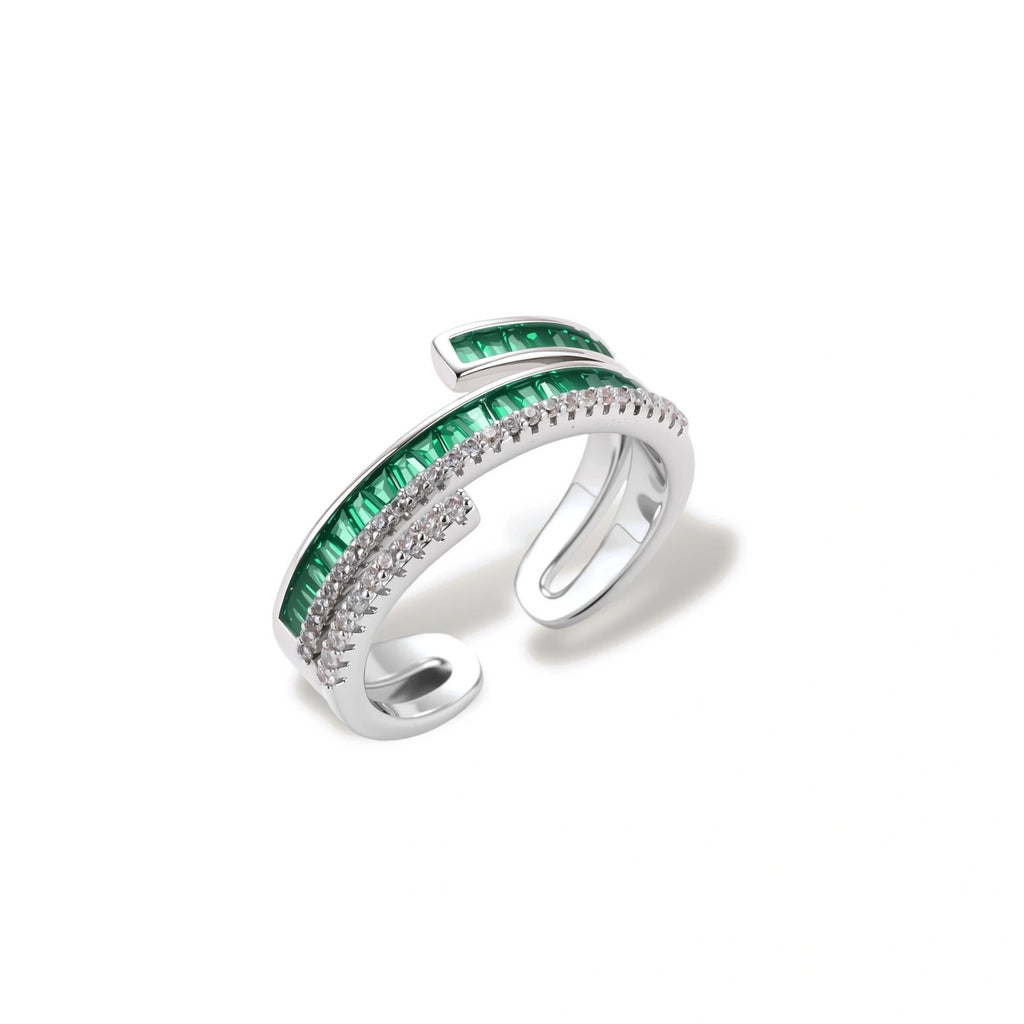 Emerald Layers Ring worn on the hand