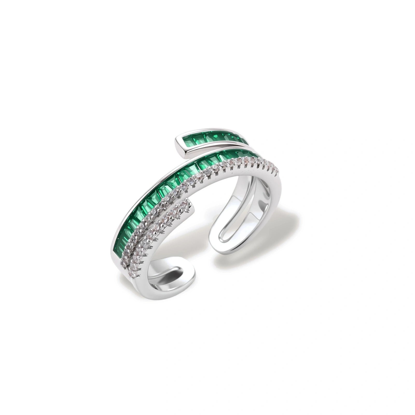Emerald Layers Ring worn on the hand
