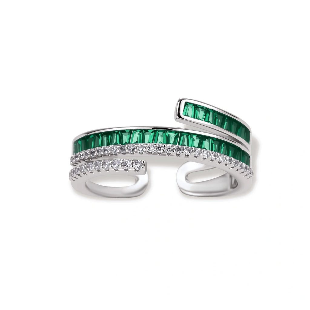 Emerald Layers Ring worn on the hand