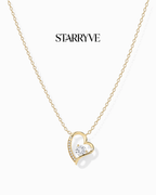 18k gold forever love necklace with an open heart cubic zirconia pendant
