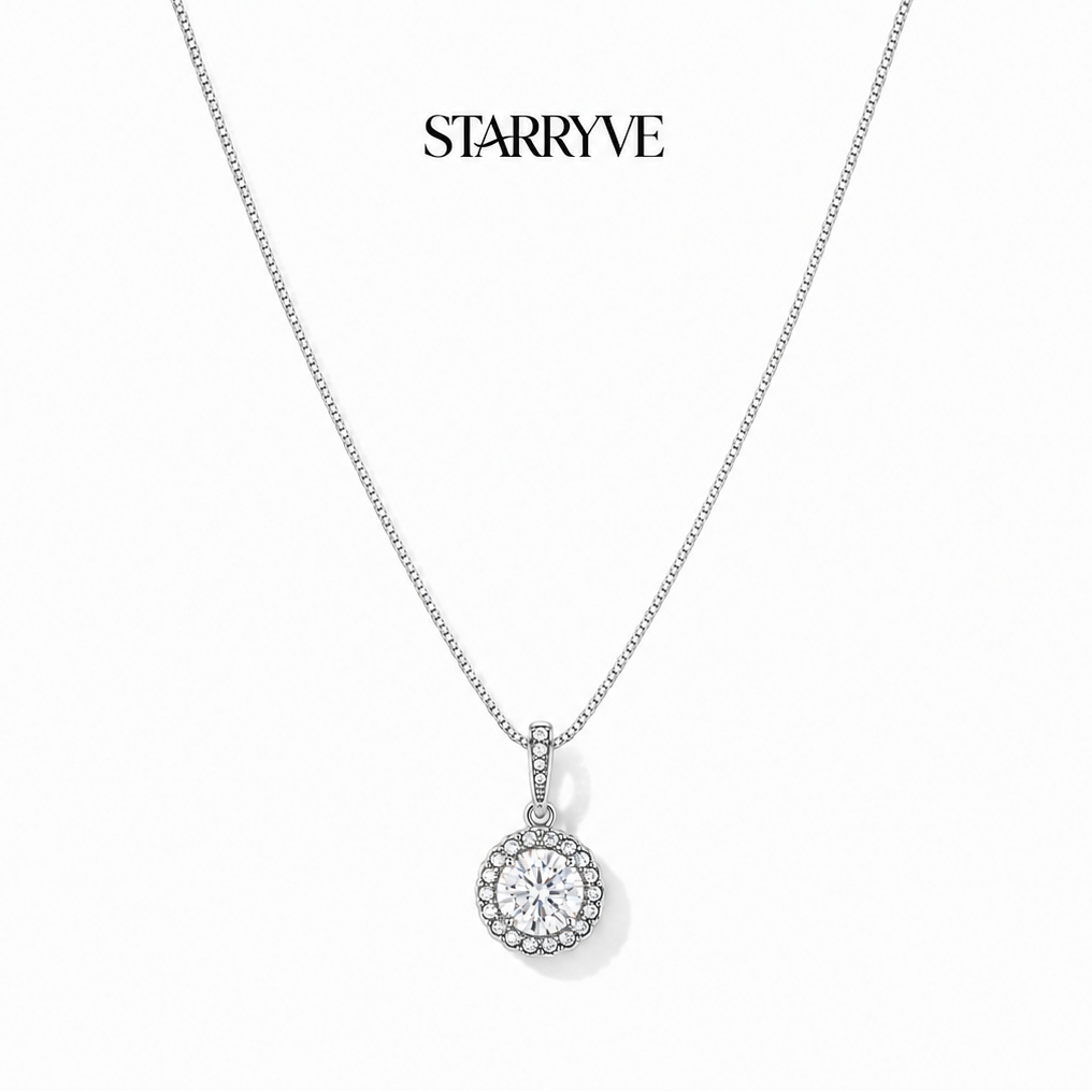 Eternal Hope Necklace - Halo Cubic Zirconia Pendant