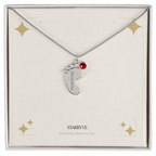 Baby Feet Necklace with Birthstone - Engraved