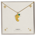 Baby Feet Necklace with Birthstone - Engraved