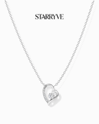 White gold forever love necklace with an open heart cubic zirconia pendant