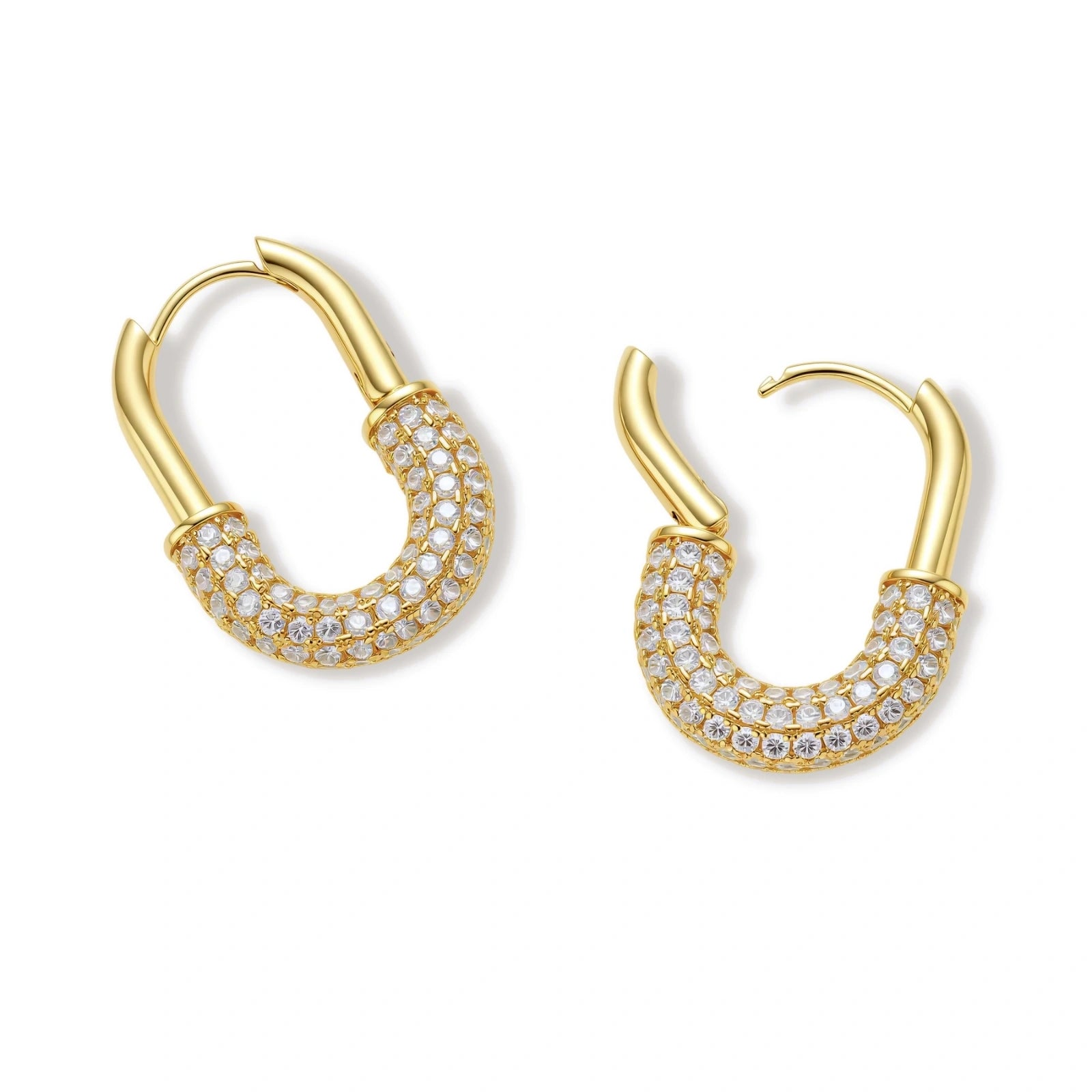 Model wearing Golden Glow Huggie Hoops
