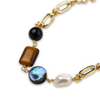 Woman wearing the earth elements bracelet, another angle