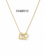 18k gold interlocking hearts necklace with cubic zirconia