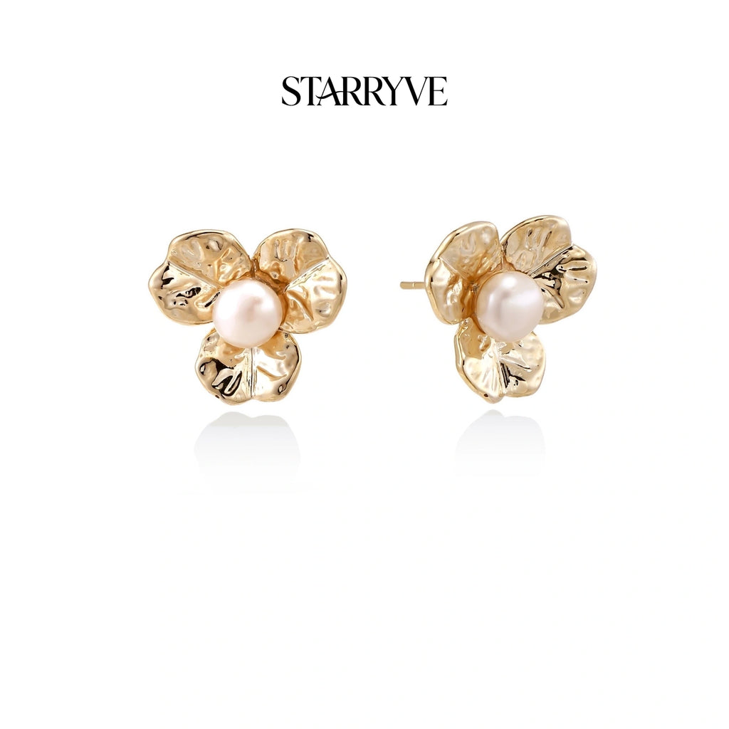 Bloom Pearl Studs with STARRYVE logo