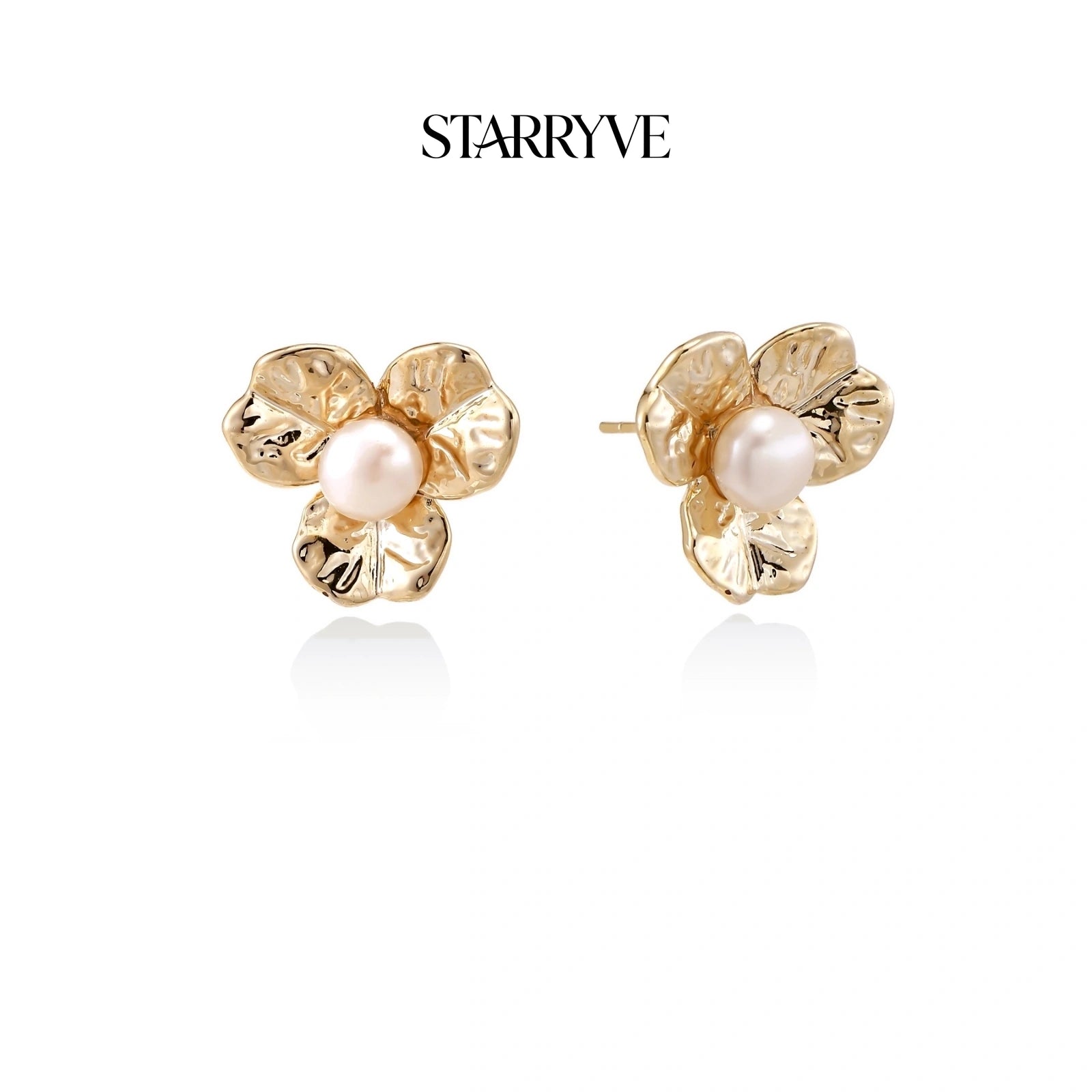 Bloom Pearl Studs with STARRYVE logo