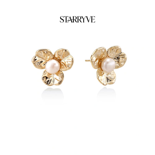 Bloom Pearl Studs with STARRYVE logo