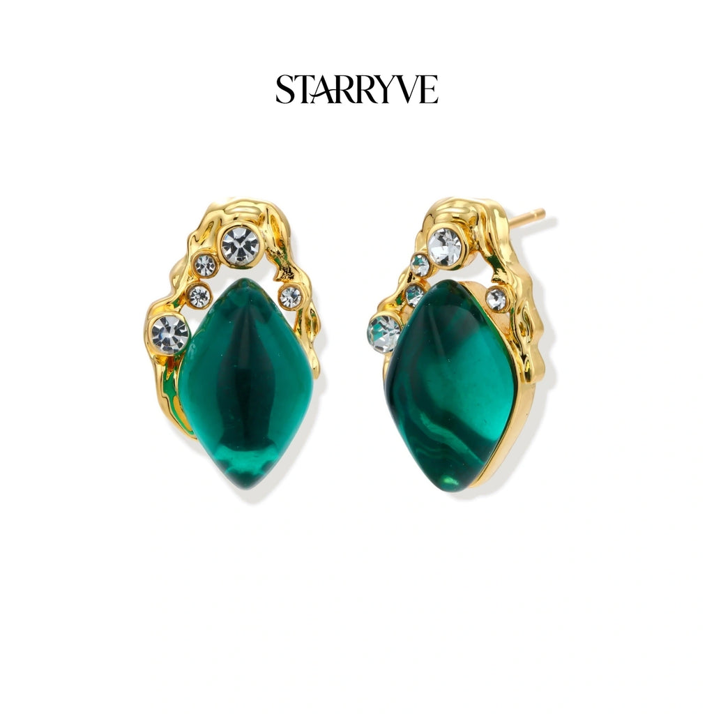 Emerald Mystique Studs with STARRYVE logo