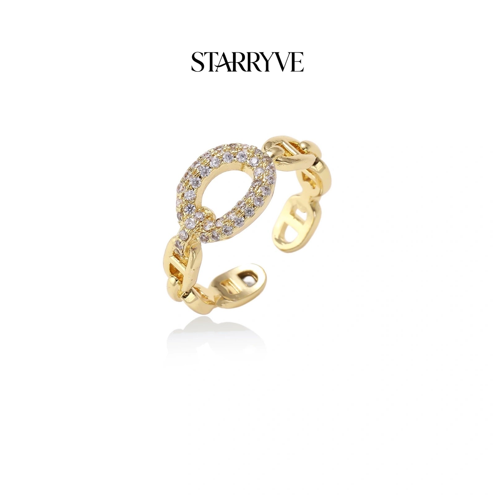 Golden Chain Statement Ring with STARRYVE logo