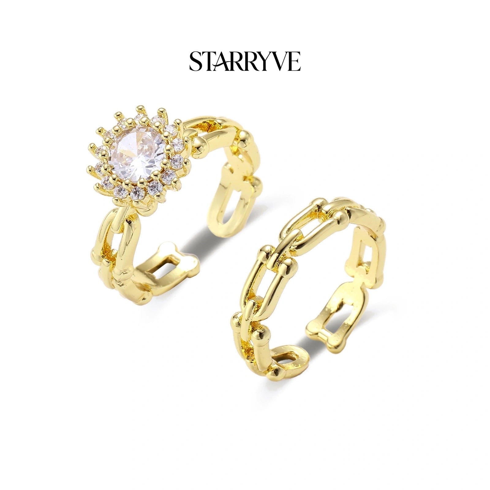 Golden Hour Chain Ring Set with STARRYVE logo