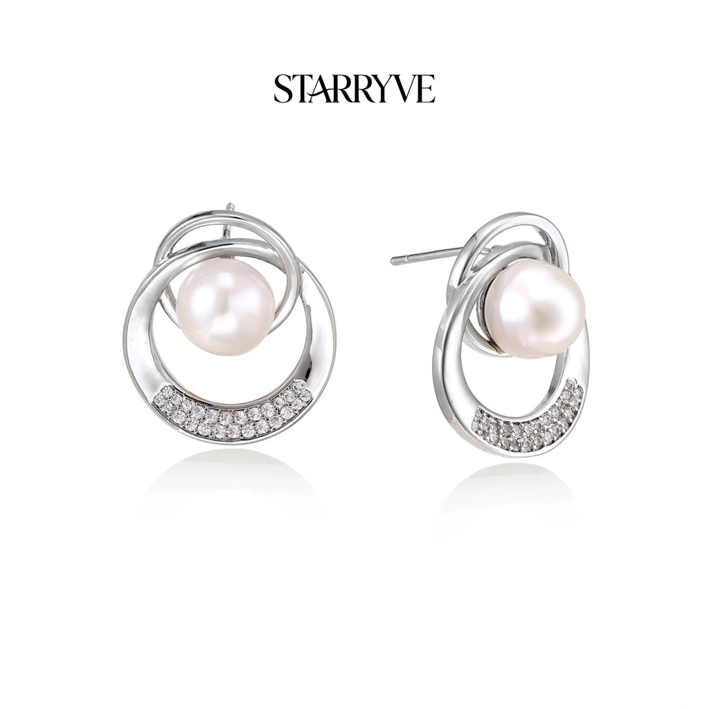 Pearl Orbit Studs with STARRYVE logo