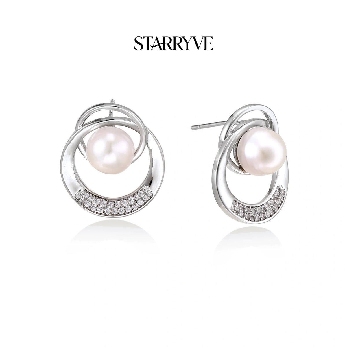 Pearl Orbit Studs with STARRYVE logo