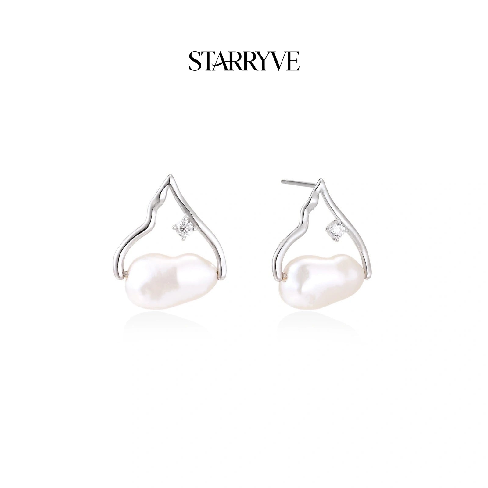 Pearl Teardrop Earrings with STARRYVE logo