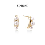 Pearl Trio Curve Studs with STARRYVE logo