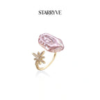 Starlit Pearl Dreams Ring with STARRYVE logo
