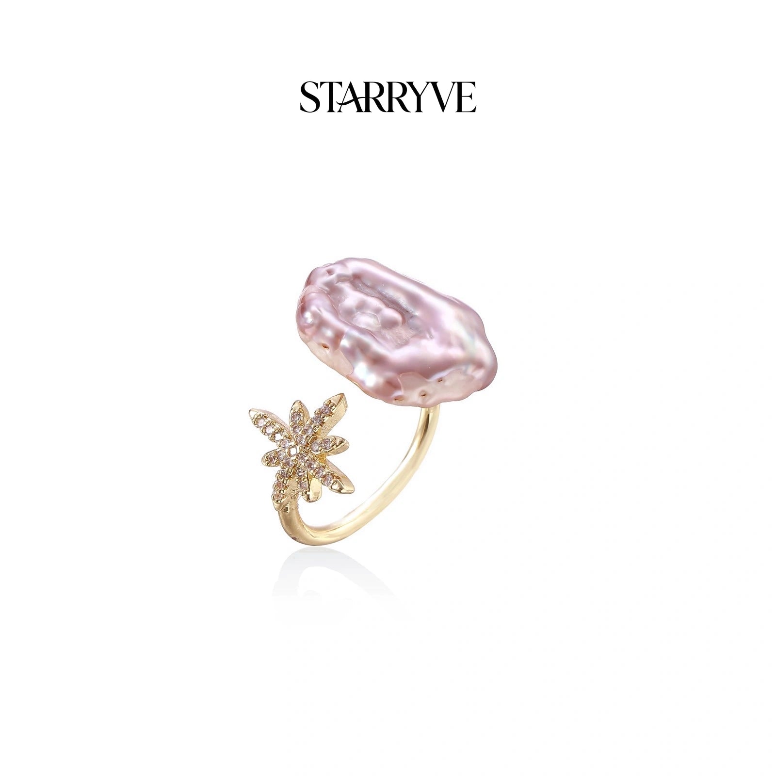 Starlit Pearl Dreams Ring with STARRYVE logo