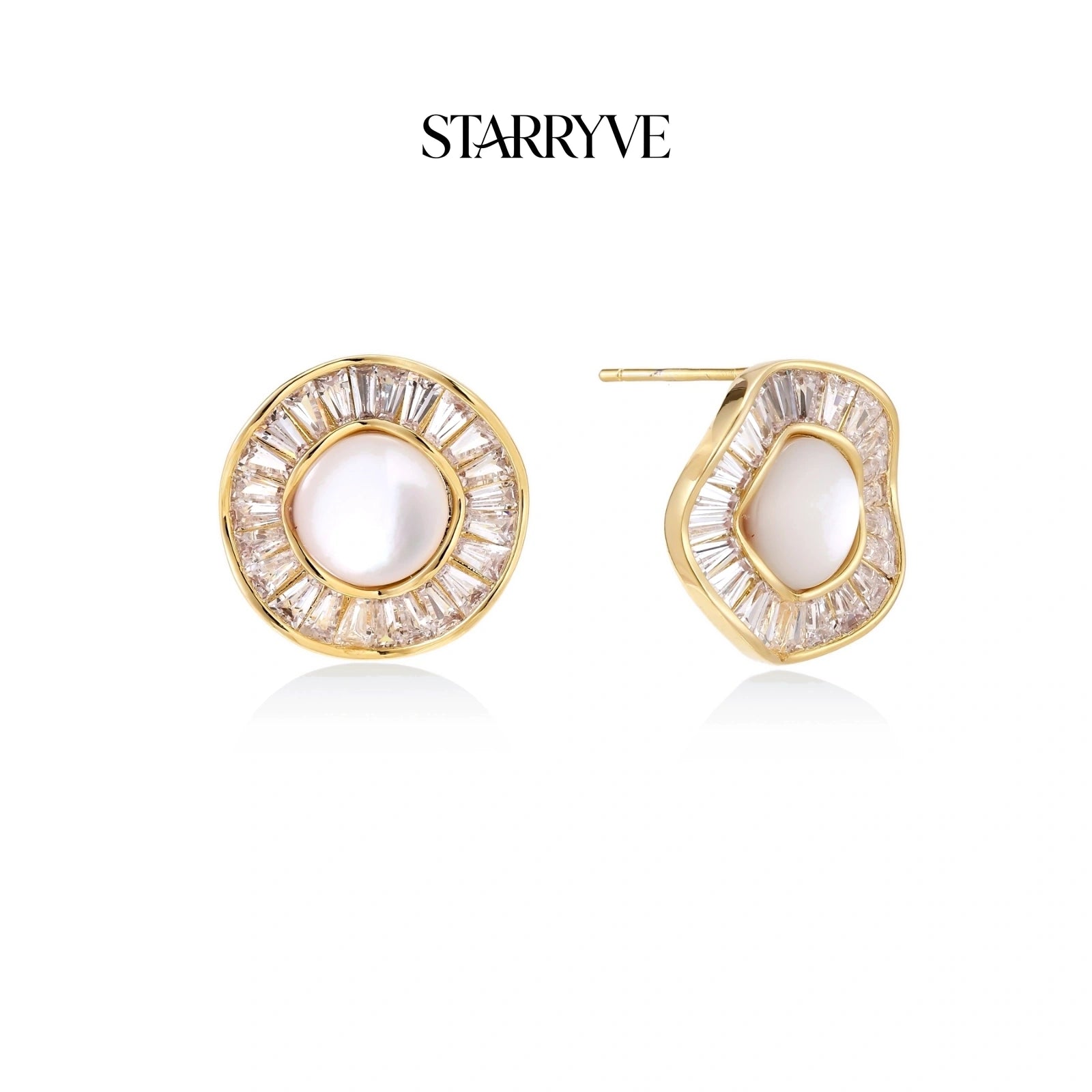 Sunburst Pearl Studs with STARRYVE logo
