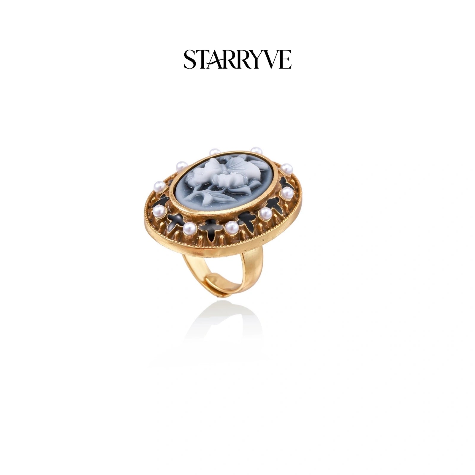 Victorian Rose Cameo Ring with STARRYVE logo