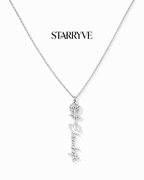 Stainless steel flower name necklace with a birth flower charm and cursive name pendant