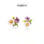Wildflower Garden Stud Earrings - Enamel Floral Design with STARRYVE logo